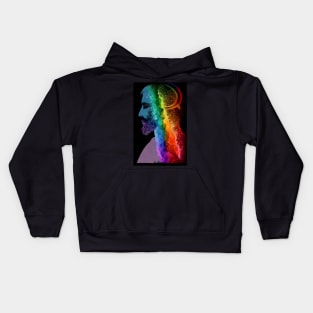 Rainbow Love: A Surreal Illustration of a Man Lost in Thought Kids Hoodie